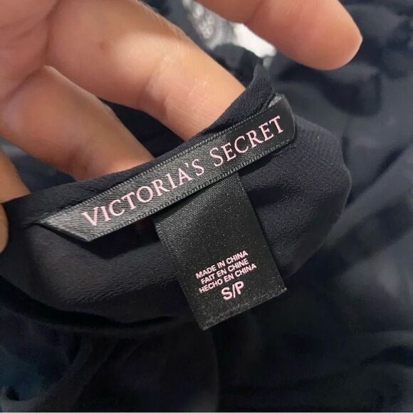 Victoria’s Secret black lace pink sheer Ruffle Bodysuit Babydoll teddy Romper S - Picture 8 of 10